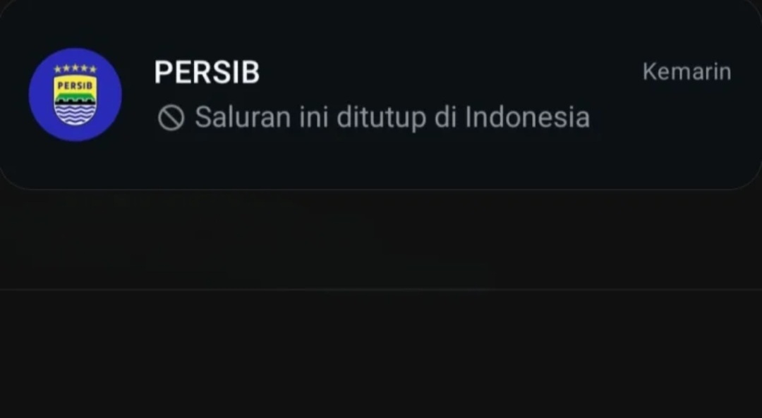 Saluran Watsapp Persib mendadak hilang.